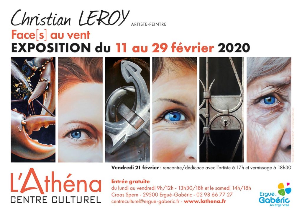 Exposition au Centre Culturel L'Athéna à ERGUÉ-GABÉRIC du 11 au 29 février 2020 - Affiche